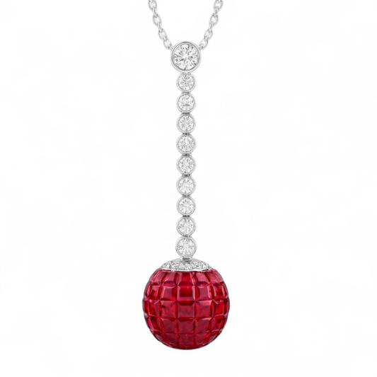 Cherry Sapphire Chain Pendant